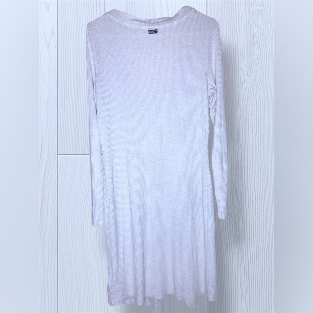 ROXY City at Night Coastal Grey Ribbed Longline Cardigan Button Front Layer - Picture 5 of 11